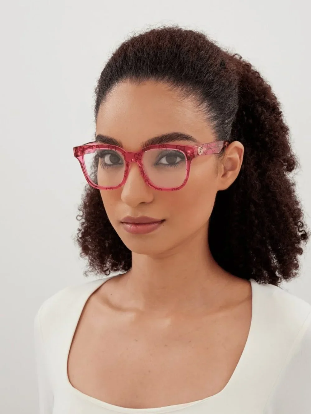 Gucci Women Eyeglasses Transparent Pink Square GG0958O 011 NEW AUTHENTIC